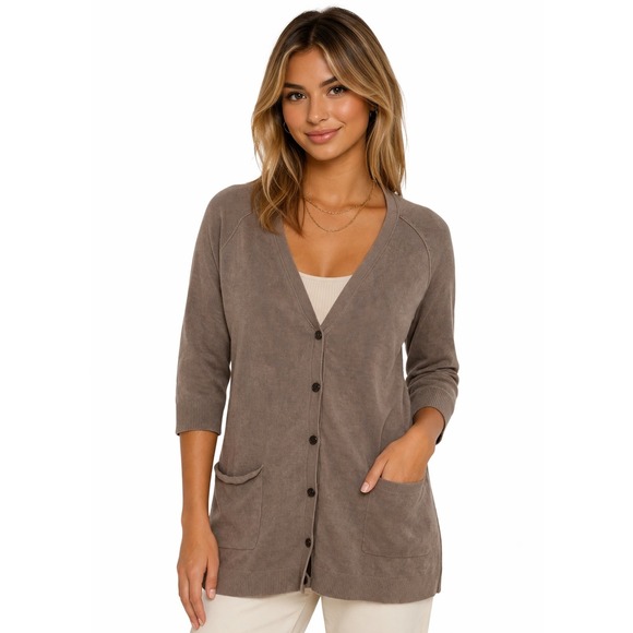 James Perse Sweaters - James Perse Cotton Steel Cardigan Sweater Taupe Beige Brown 2 M